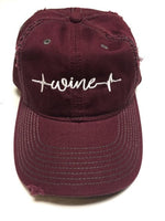 WINE HEARTBEAT EMBROIDERED TRUCKER HAT
