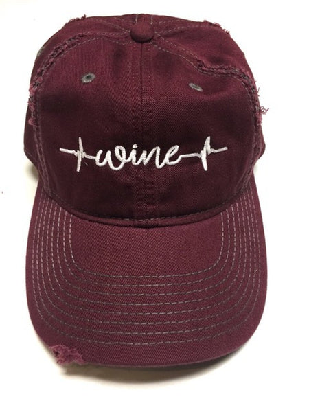 WINE HEARTBEAT EMBROIDERED TRUCKER HAT