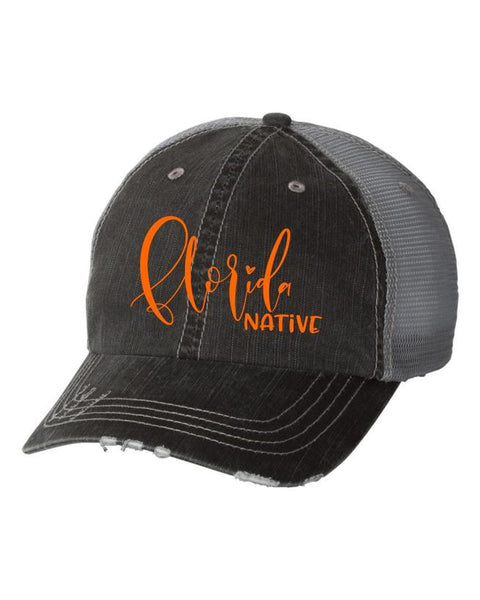Florida Native Orange Stitch Embroidered Trucker Hat