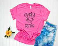Camping Booze and Besties Crewneck Tee