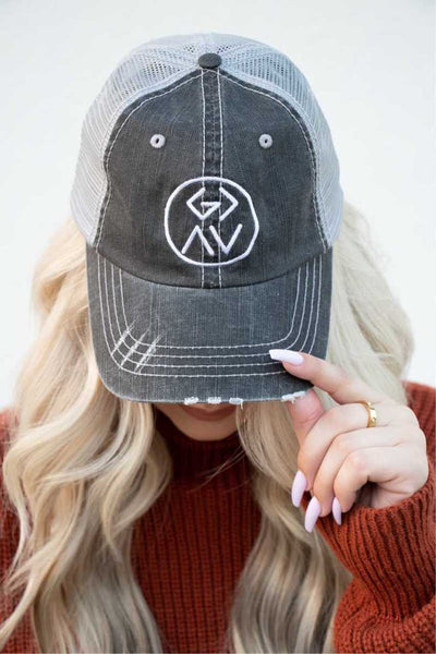 God is Greater Than The Highs & Lows Circle Embroidered Trucker Hat