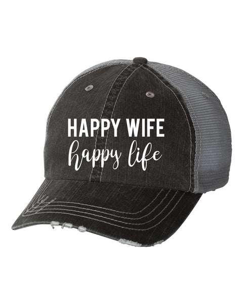 Happy Wife Happy Life Embroidered Trucker Hat