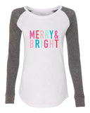 COLORFUL MERRY AND BRIGHT WHITE BASEBALL ELBOW PATCH TEE