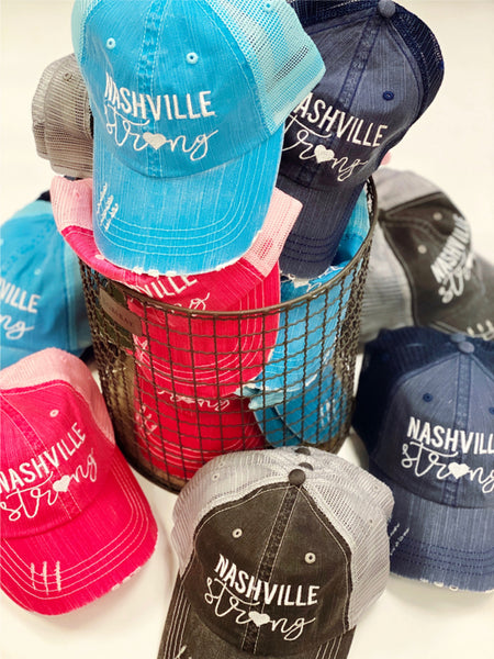 NASHVILLE STRONG EMBROIDERED TRUCKER HAT