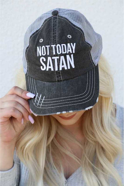 NOT TODAY SATAN EMBROIDERED TRUCKER HAT