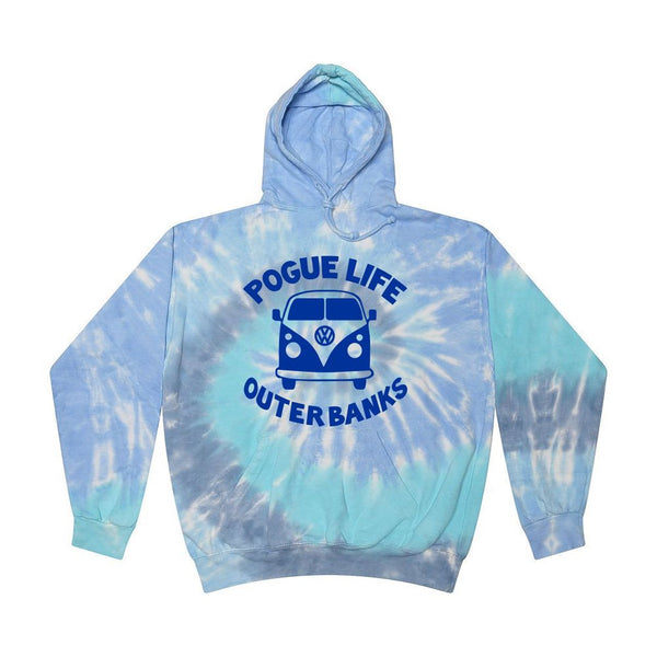 POGUE LIFE OUTER BANKS BLUE TIE DYE HOODIE